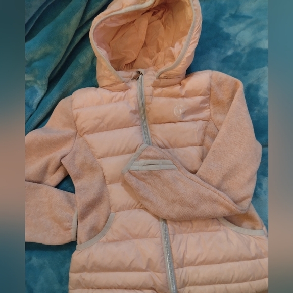 Michael Kors down fill lightweight zipper hoodie pink size small woman's 7/8 - Picture 1 of 7